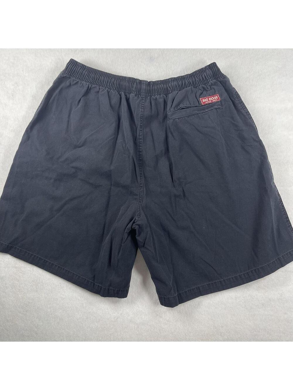 Vintage Big Dogs Mens Shorts XL Black Pocket Elastic Waist Drawstring y2k